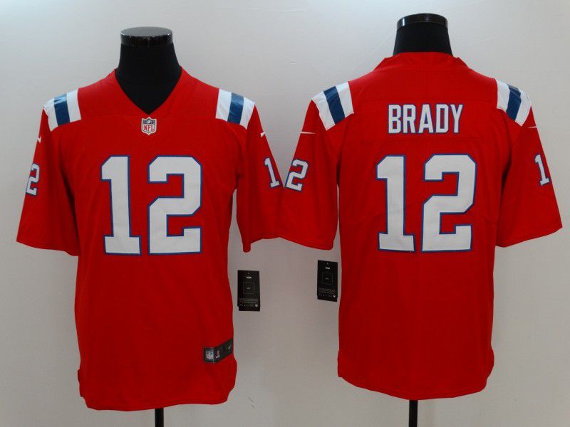 Men New England Patriots 12 Brady Red Nike Vapor Untouchable Limited NFL Jersey